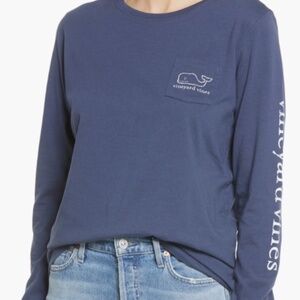 Women's Vineyard Vines Navy Long Sleeve Whale Shirt